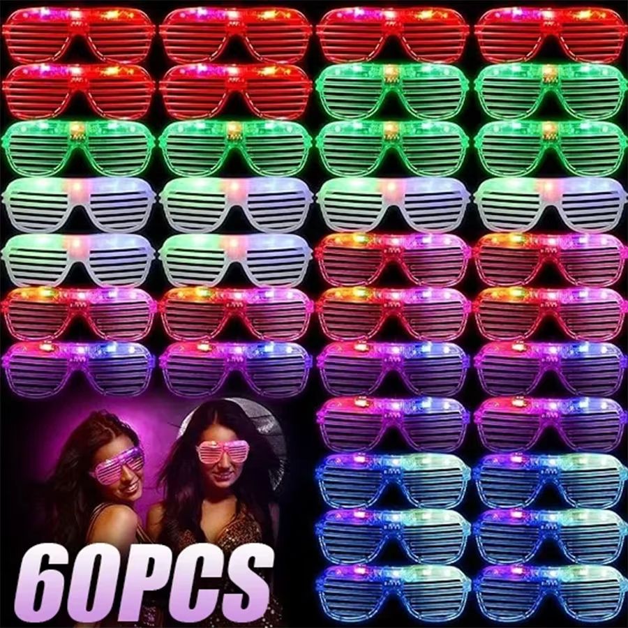 Neon LED Light Up Shutter Glasses Party Pack
