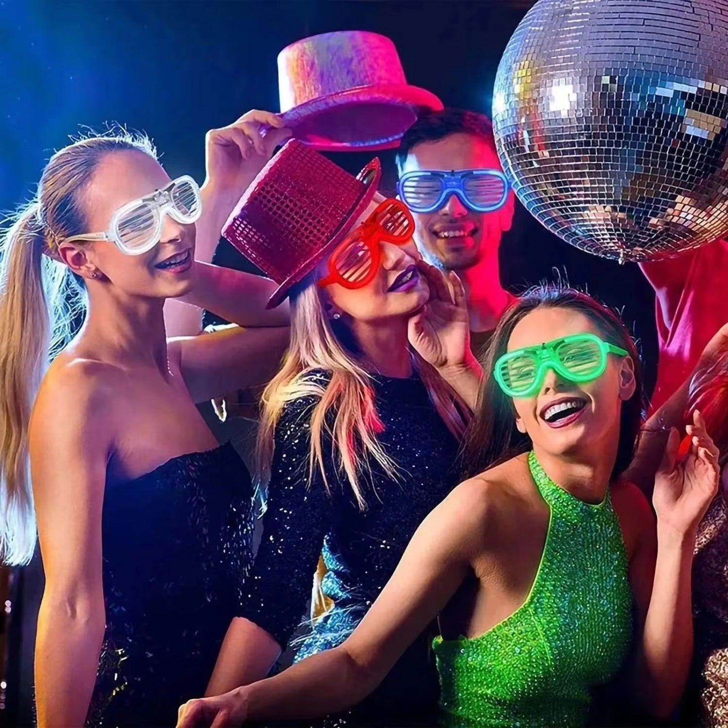 Neon LED Light Up Shutter Glasses Party Pack 1