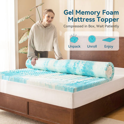 Cooling Gel Memory Foam Mattress Topper With Five Zone Pressure Relief Design 2