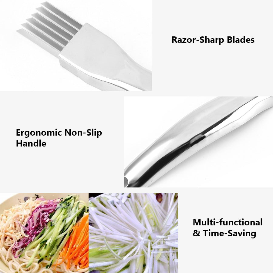 Stainless Steel Green Onion Knife, Kitchen Shred Silk The Knife, Curved Handle Design, Food Speedy Chopper Cutter