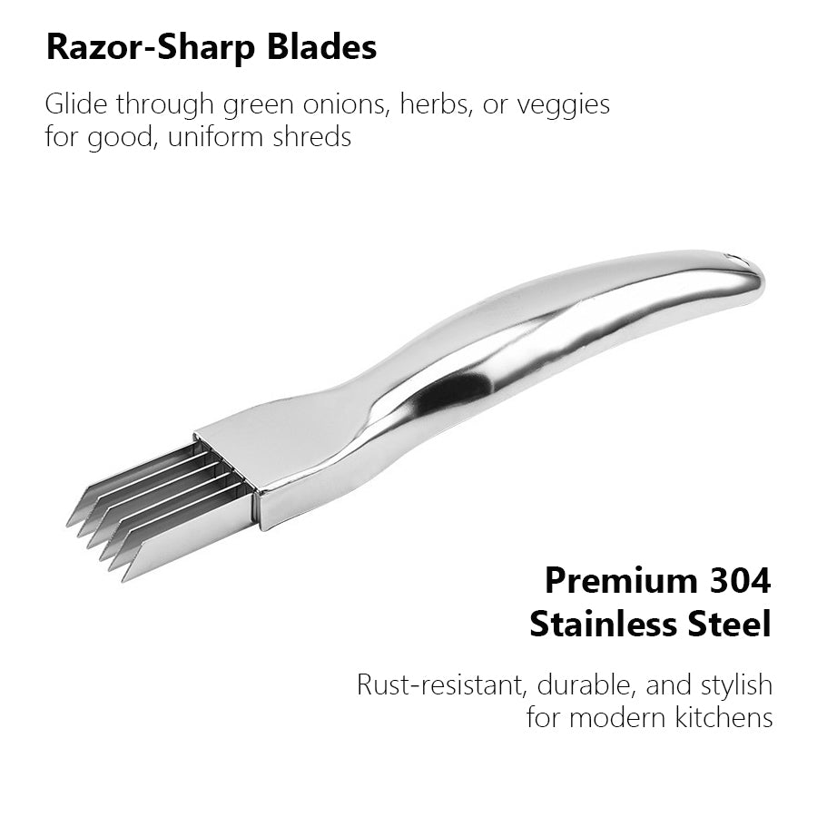 Stainless Steel Green Onion Knife, Kitchen Shred Silk The Knife, Curved Handle Design, Food Speedy Chopper Cutter