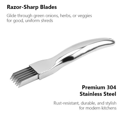 Stainless Steel Green Onion Knife, Kitchen Shred Silk The Knife, Curved Handle Design, Food Speedy Chopper Cutter