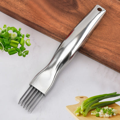 Stainless Steel Green Onion Knife, Kitchen Shred Silk The Knife, Curved Handle Design, Food Speedy Chopper Cutter