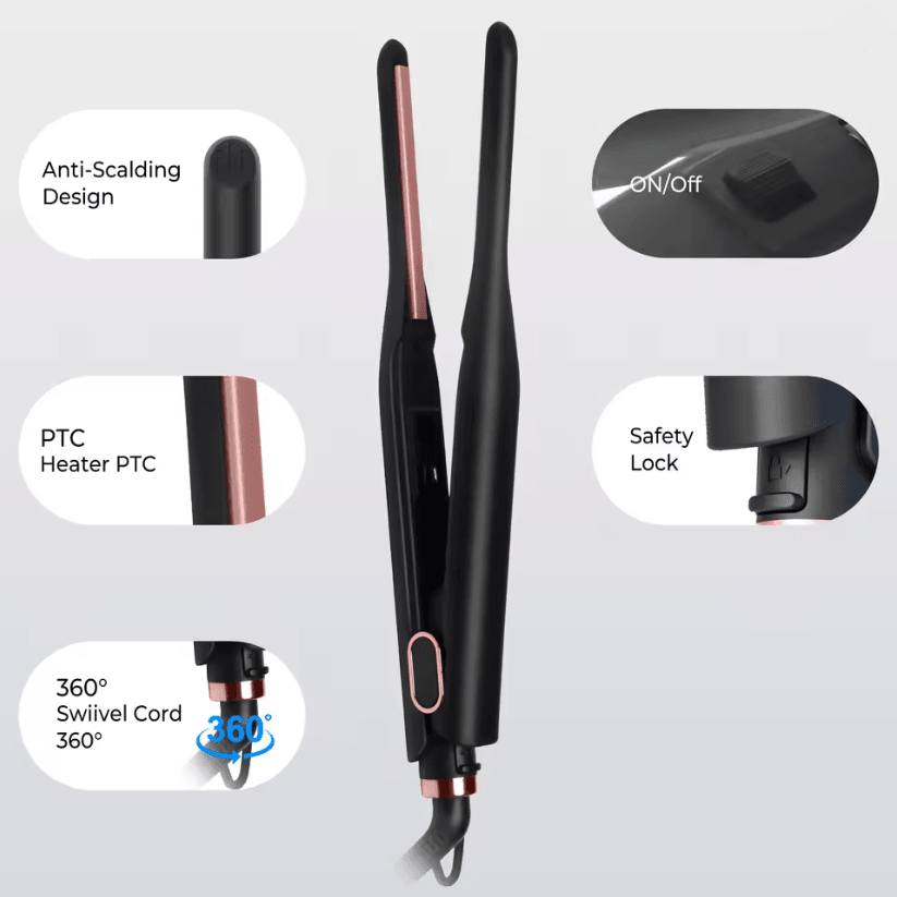 Mini Pencil Flat Iron Adjustable Temperature 310 Inch Short Hair Beard Straightener 2