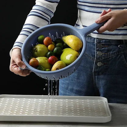 Plastic Sink Water Filter Drainer Basket, Food Washing Colander Bowl, Vegetable Strainer with Handle