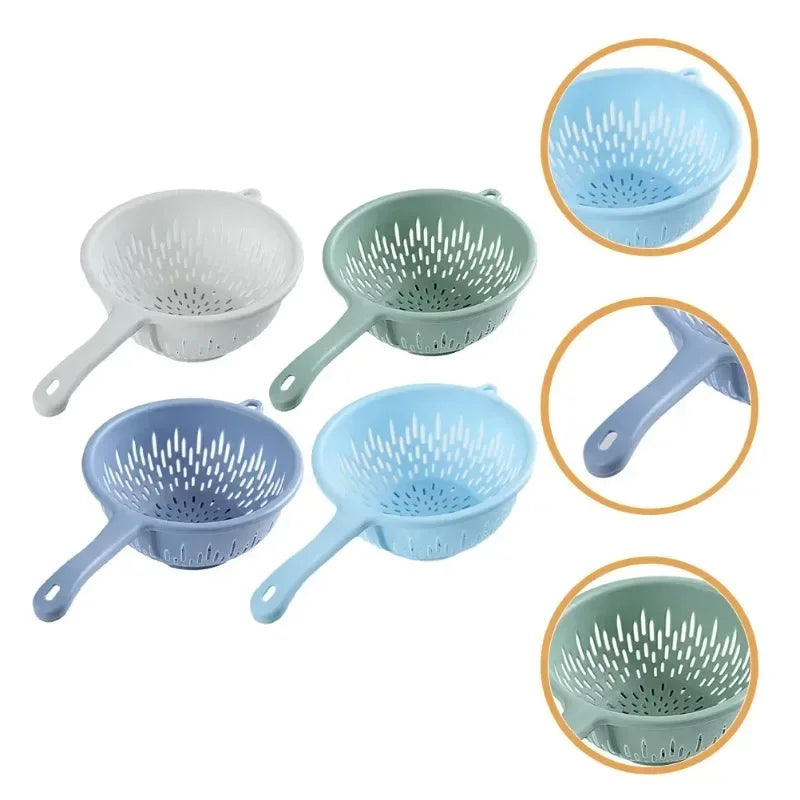 Plastic Sink Water Filter Drainer Basket, Food Washing Colander Bowl, Vegetable Strainer with Handle