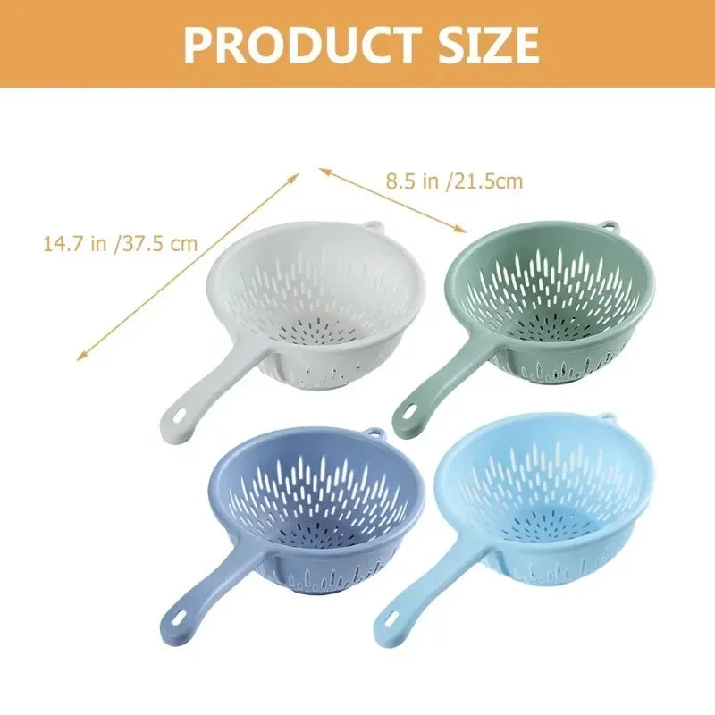 Plastic Sink Water Filter Drainer Basket, Food Washing Colander Bowl, Vegetable Strainer with Handle