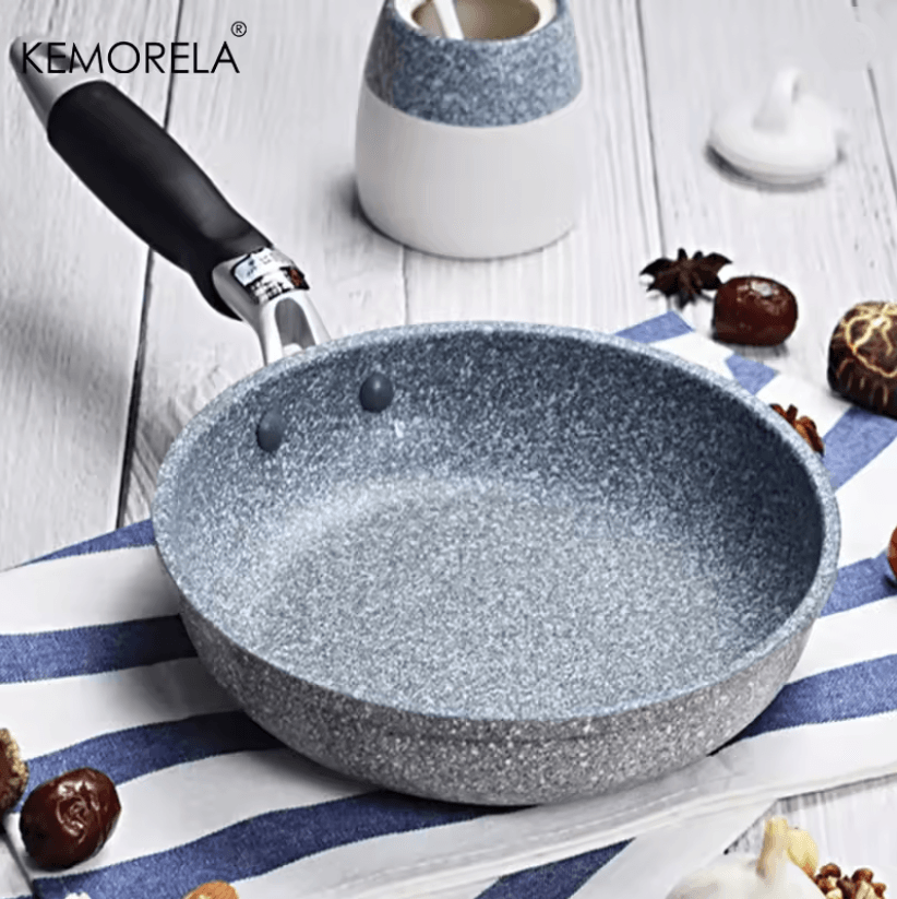 Durable Stone Coated Induction Frying Wok Pan for Home Kitchen Cooking