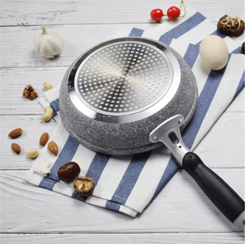 Durable Stone Coated Induction Frying Wok Pan For Home Kitchen Cooking 1