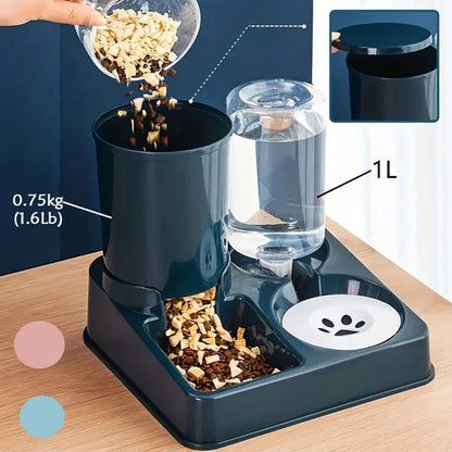 Automatic Pet Feeder and Water Dispenser Set Gravity Food and Water Station for Cats and Small Dogs