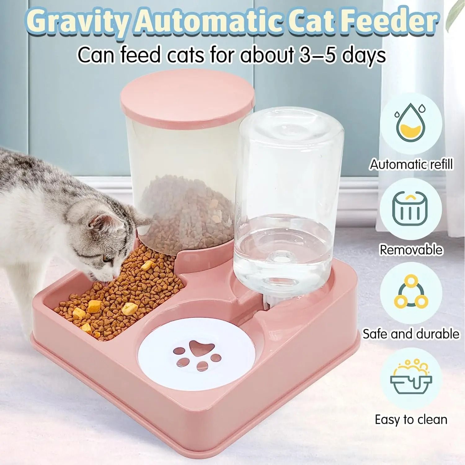 Automatic Pet Feeder And Water Dispenser Set Gravity Food And Water Station For Cats And Small Dogs 2