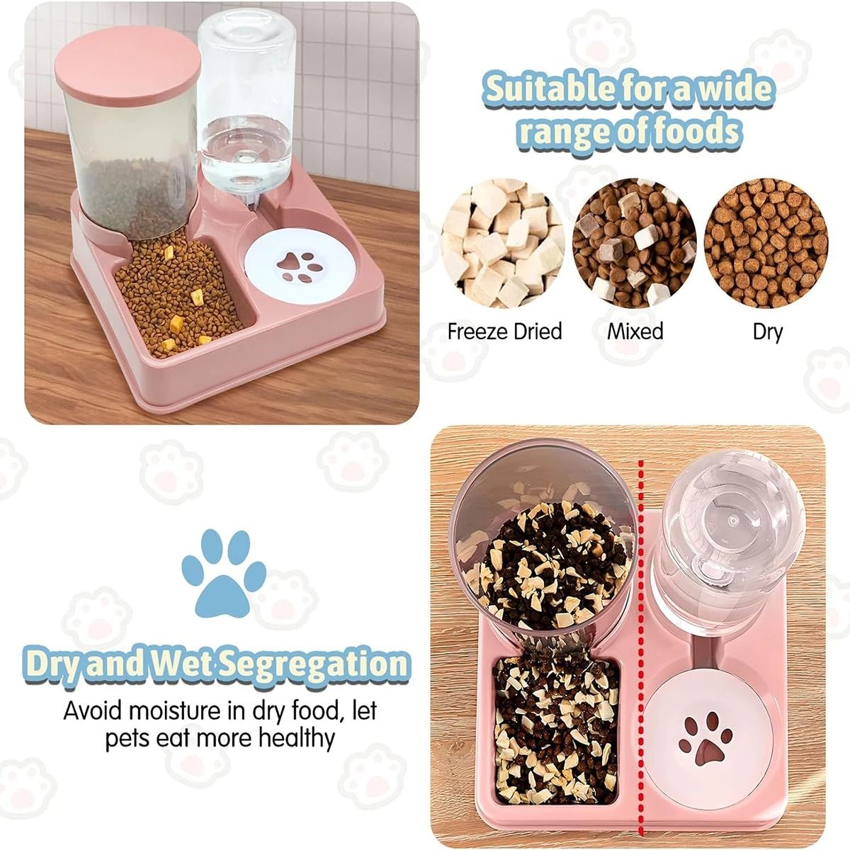 Automatic Pet Feeder And Water Dispenser Set Gravity Food And Water Station For Cats And Small Dogs 4