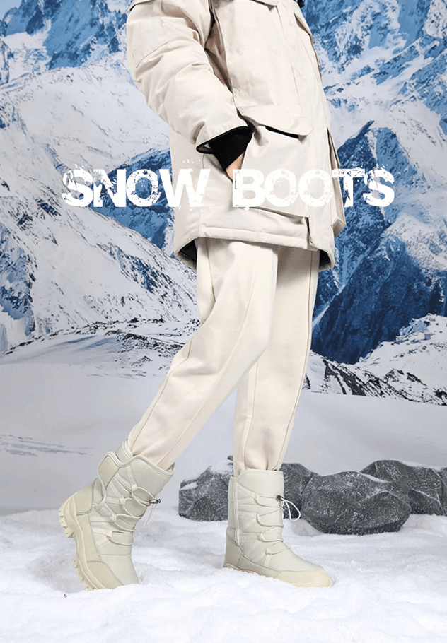 Mens Waterproof Plush Lined Winter Hiking Boots Outdoor Non Slip Snow Safety Boots