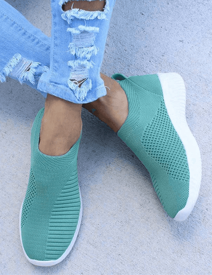 Womens Slip On Breathable White Casual Sneakers Comfort Lightweight Vulcanized Shoes 3