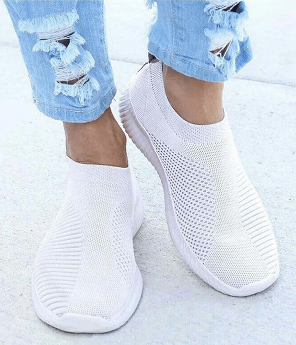Womens Slip On Breathable White Casual Sneakers Comfort Lightweight Vulcanized Shoes 4