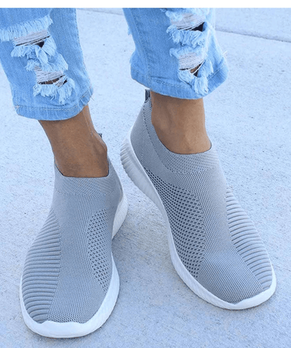 Womens Slip On Breathable White Casual Sneakers Comfort Lightweight Vulcanized Shoes 5