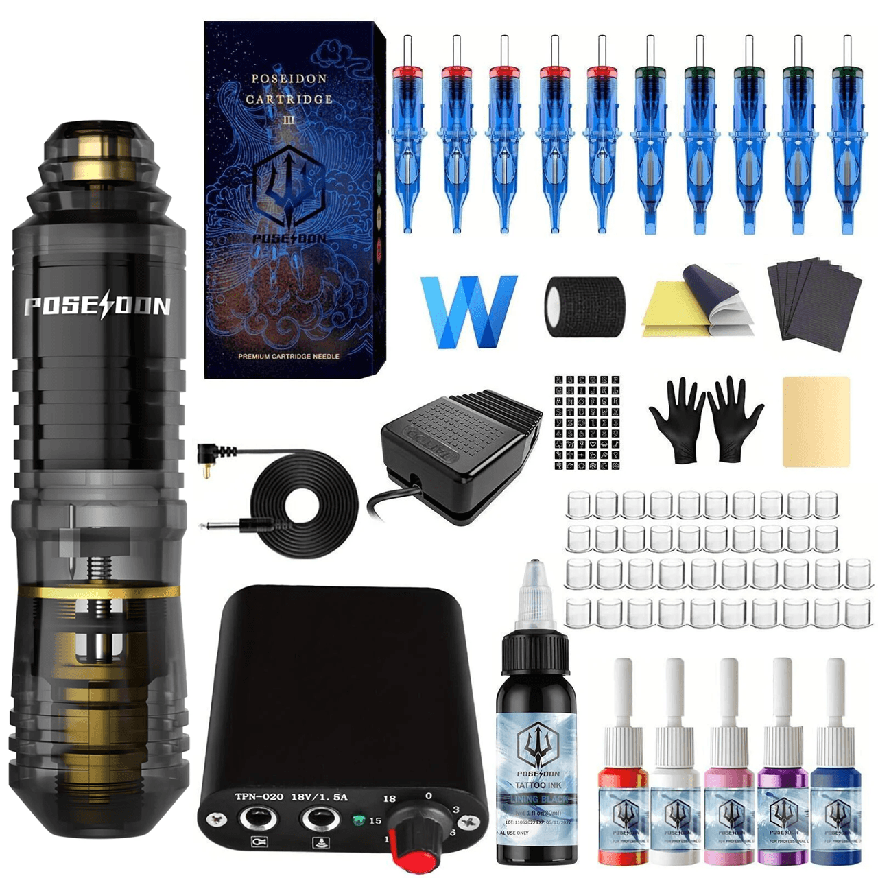 Poseidon Wireless Tattoo Pen Kit Complete Beginner Tattoo Machine Set 3