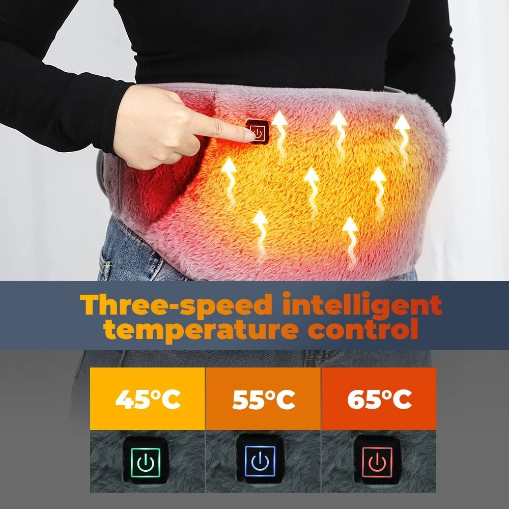 USB Electric Heating Waist Belt For Lumbar Abdominal Pain Relief And Hand Warmer Function 4
