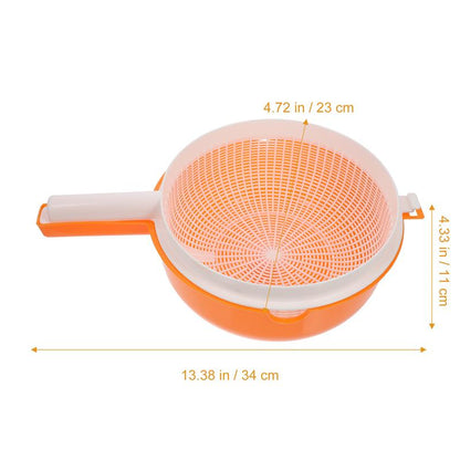 Fruit Vegetable Strainer Basket Kitchen, Double Layer Drainage Colander Bowl, Handled Pasta Strainer Vegetable Wash Bowl