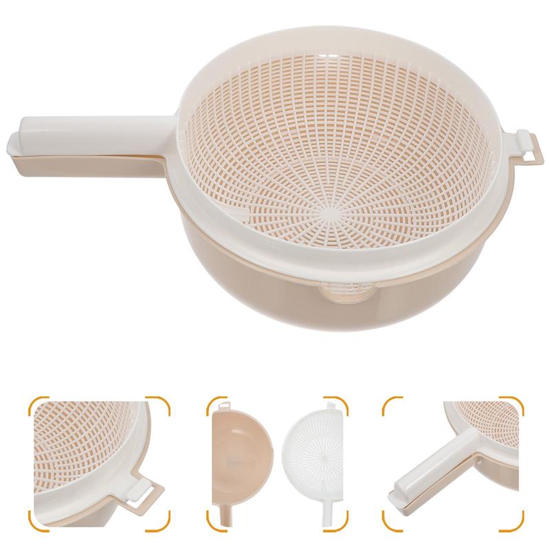 Fruit Vegetable Strainer Basket Kitchen, Double Layer Drainage Colander Bowl, Handled Pasta Strainer Vegetable Wash Bowl