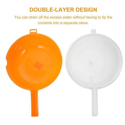 Fruit Vegetable Strainer Basket Kitchen, Double Layer Drainage Colander Bowl, Handled Pasta Strainer Vegetable Wash Bowl