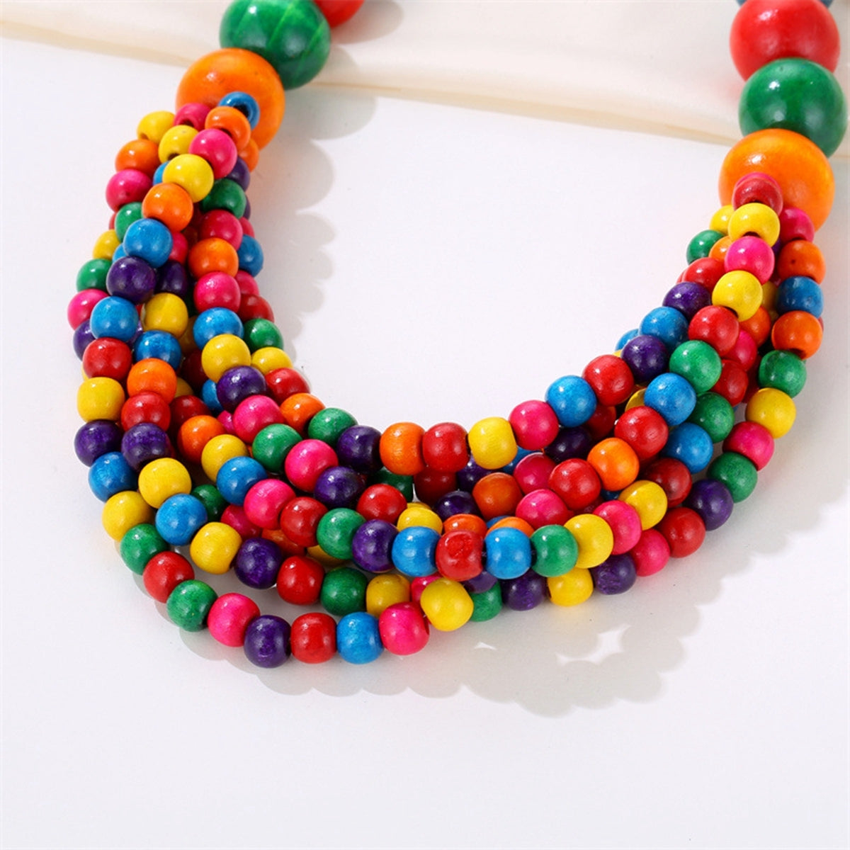African Style Multi-Layer Wooden Bead Necklace, Handmade Beaded Bib Choker for Women, Summer Jewelry Accessories