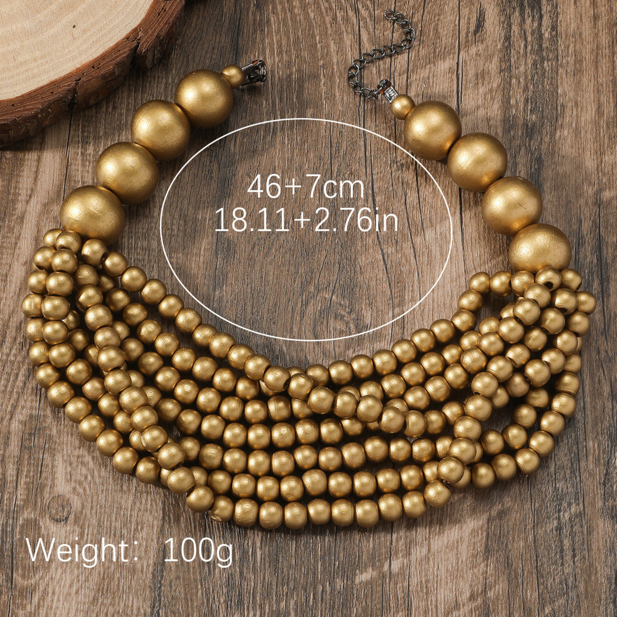 African Style Multi-Layer Wooden Bead Necklace, Handmade Beaded Bib Choker for Women, Summer Jewelry Accessories