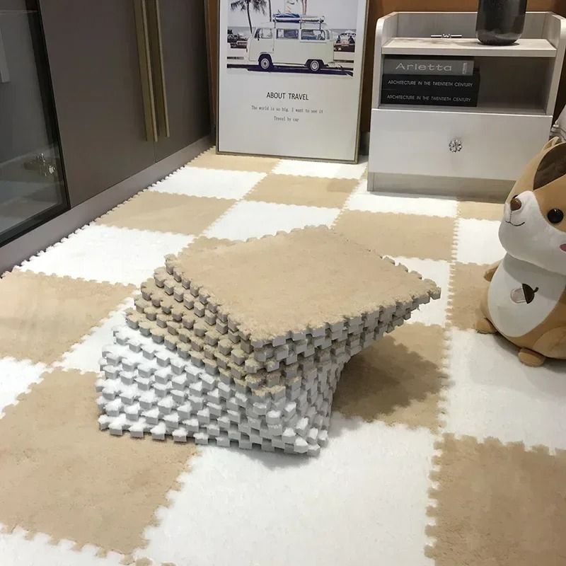 Plush Padded Puzzle Mat For Baby Anti Shock Play Carpet Soft Foam Tiles 1