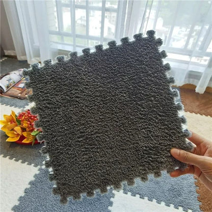 Plush Padded Puzzle Mat For Baby Anti Shock Play Carpet Soft Foam Tiles 4
