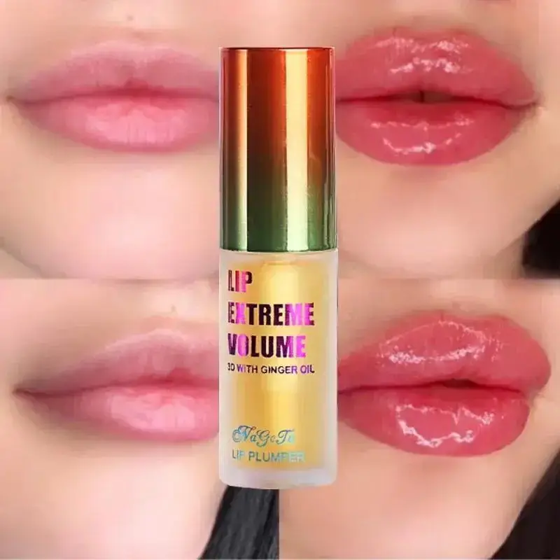 Radiant Ginger Mint Lip Plumper Oil, Volumizing Serum for Smoother Fuller Lips, Youthful Sexy Pout Enhancer