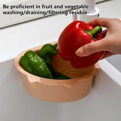 Cartoon Cat Sink Strainer for Kitchen, Round Fruit Vegetable Drainer, Basket Filter Shelf, Sponge Holder Organizer