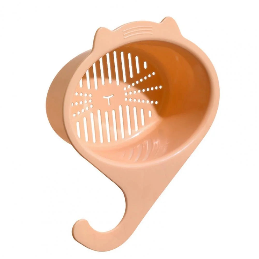 Cartoon Cat Sink Strainer for Kitchen, Round Fruit Vegetable Drainer, Basket Filter Shelf, Sponge Holder Organizer
