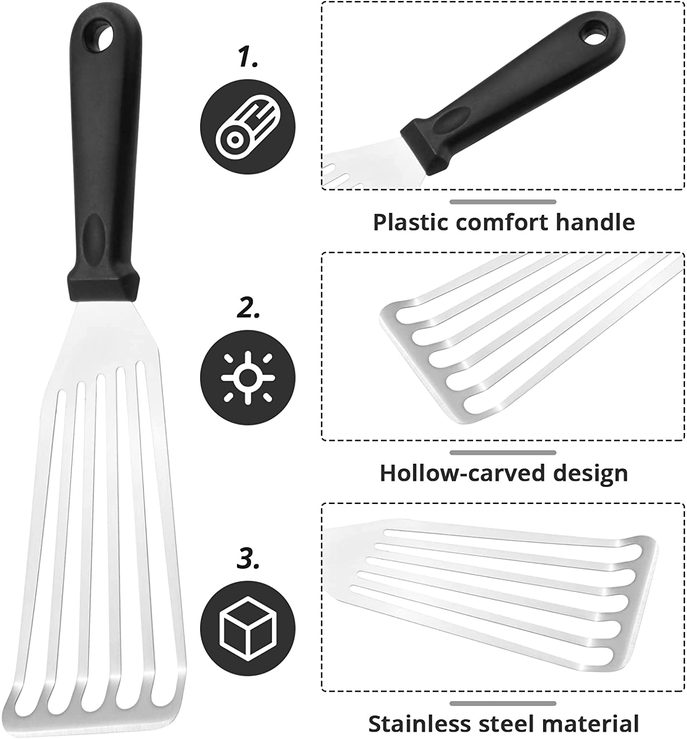 Nonslip Kitchen Frying Spatula Stainless Steel Turner Fish Spatula Slotted Leaky Shovel Cooking Too 2