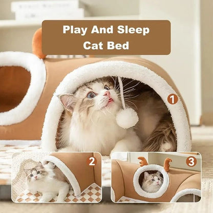 Plush Reindeer Cat Tunnel Bed Integrated Playhouse For Sleeping And Playing 1