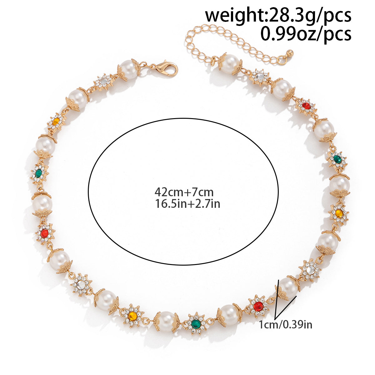 SHIXIN Luxury Imitation Pearl Beads Choker Necklace, Elegant Rhinestone Collar Chain for Women, Bridal Wedding Jewelry