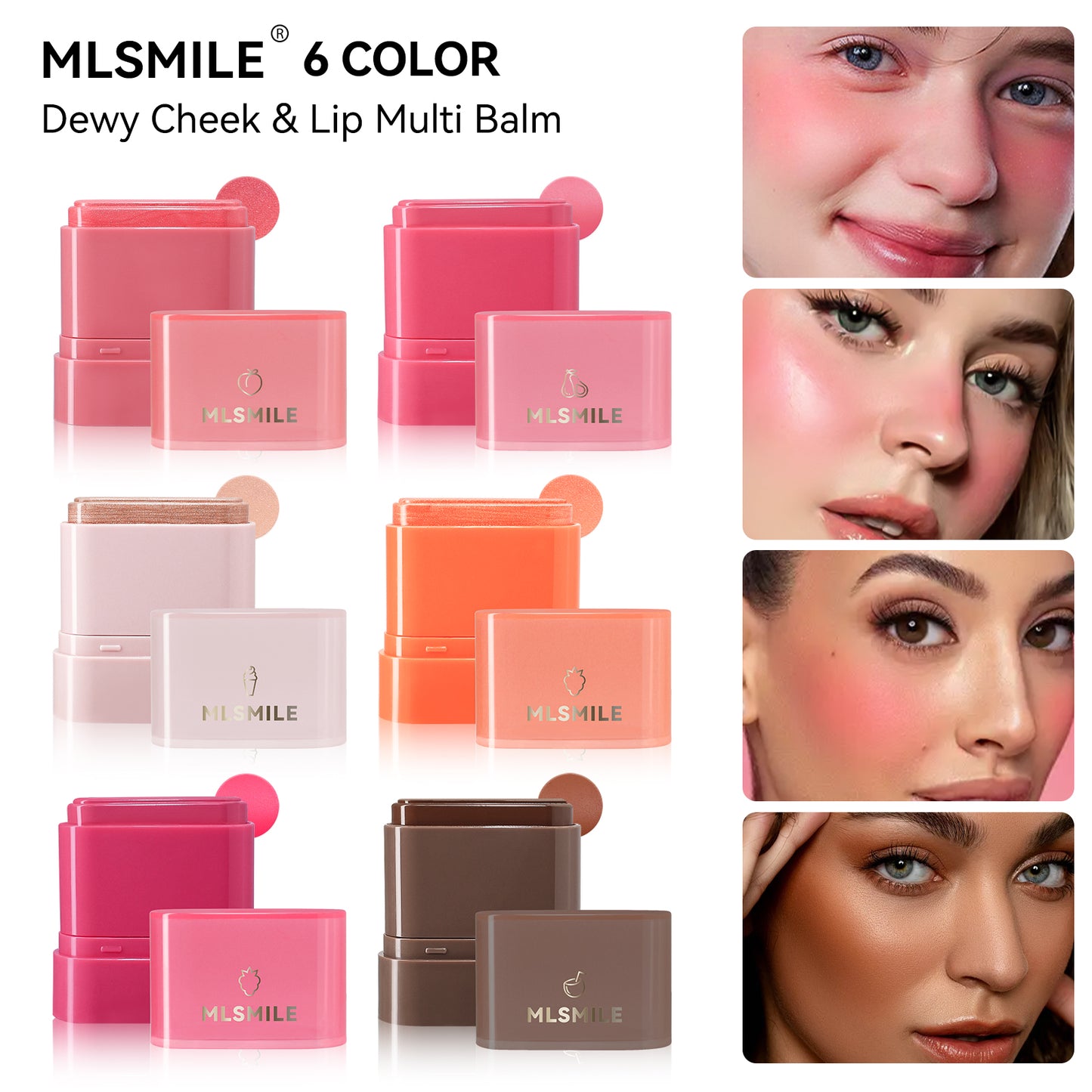 2-in-1 Flat Tube Fruit Blush Lipstick Stick, Easy to Apply Multi-Use Lip and Cheek Makeup, Highlighter and Contour
