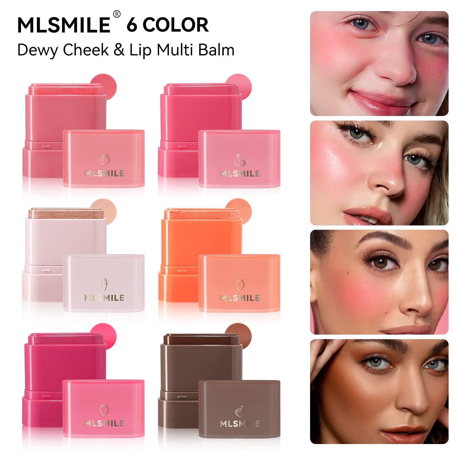 2-in-1 Flat Tube Fruit Blush Lipstick Stick, Easy to Apply Multi-Use Lip and Cheek Makeup, Highlighter and Contour