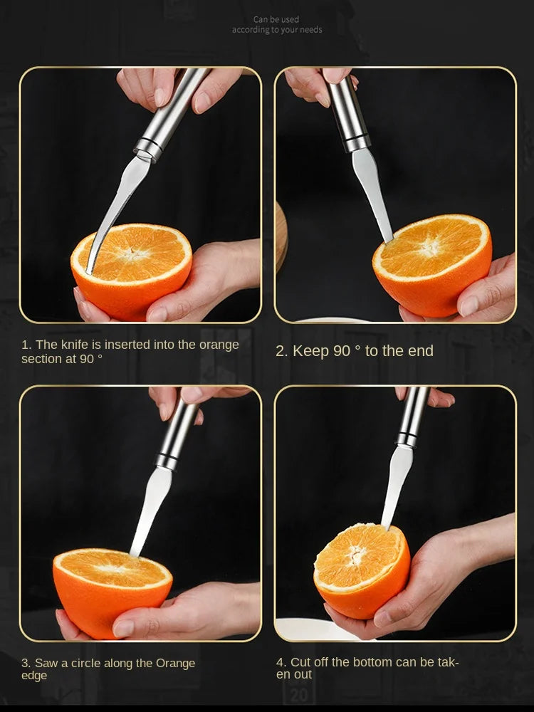 Citrus Peeler Knife for Orange Lemon Grapefruit, Manual Stainless Steel Corer Cutter, Kitchen Fruit Peeling Tool