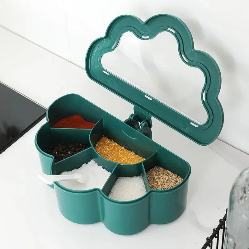 6 in 1 Seasoning Box Set, Salt Spices Stirring Storage Jars, Pepper Sugar Bowl Kitchen Condiment Container Jar