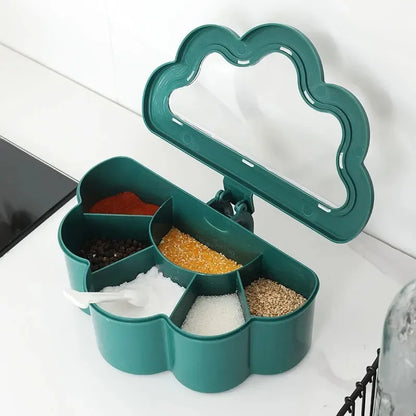 6 in 1 Seasoning Box Set, Salt Spices Stirring Storage Jars, Pepper Sugar Bowl Kitchen Condiment Container Jar