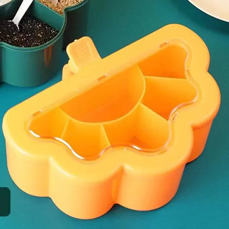 6 in 1 Seasoning Box Set, Salt Spices Stirring Storage Jars, Pepper Sugar Bowl Kitchen Condiment Container Jar
