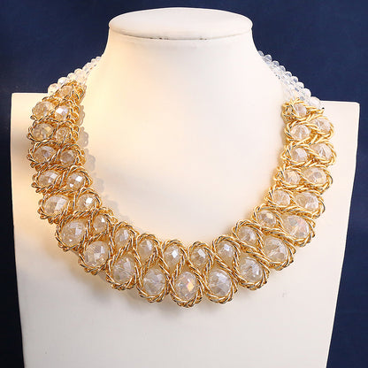 New Double Layer Necklace for Women, Glasses Stone Handmade Gold Choker Necklace, Bijoux Collier Jewellery Gift