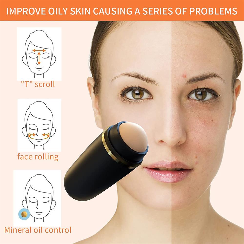 Face Oil Absorbent Volcanic Roller Portable Reusable Oil Control Balance Skin Prevent Acne Instant  2