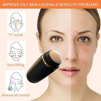 Face Oil Absorbent Volcanic Roller Portable Reusable Oil Control Balance Skin Prevent Acne Instant  2