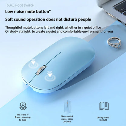 DPI Adjustable Wireless Bluetooth Mouse Dual Mode, 2.4G Type-C Rechargeable, Silent Ergonomic Portable Mouse
