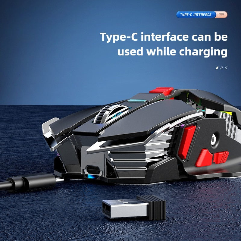 Wireless 2.4G Gaming Mouse RGB, Silent Rechargeable Mechanical E-sports Mouse for Computer, Laptop Use