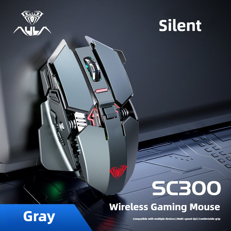 Wireless 2.4G Gaming Mouse RGB, Silent Rechargeable Mechanical E-sports Mouse for Computer, Laptop Use