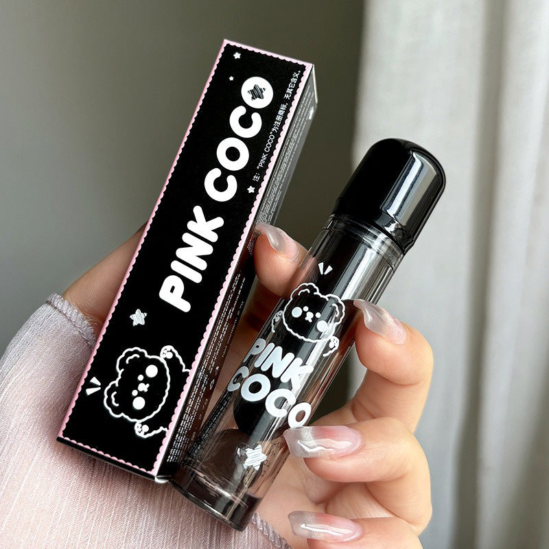 Bear Doodle Mirror Lip Glaze, Long Lasting Shiny Lip Gloss, Student Friendly, Skin Brightening Nude, Hydrating Shine