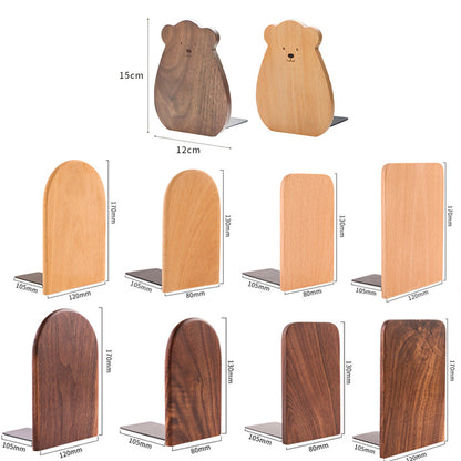 Nature Wooden Bookends, Desktop Bookshelf Desk Organizer for Office & Home, Sturdy Wood Book Ends for Storage Decoration