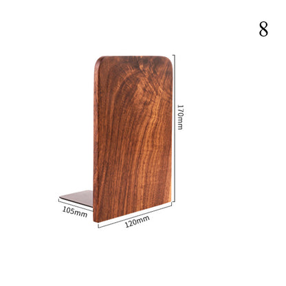 Nature Wooden Bookends, Desktop Bookshelf Desk Organizer for Office & Home, Sturdy Wood Book Ends for Storage Decoration